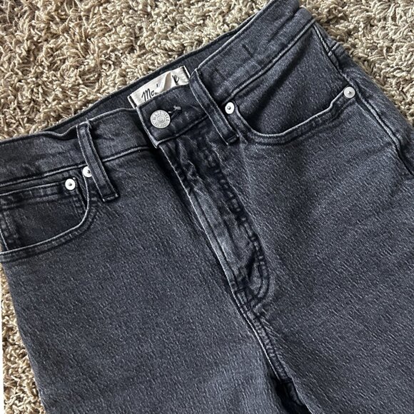 Madewell The Perfect Vintage Straught Jeans in Black Women's Size 24 Raw Hem - Picture 4 of 9